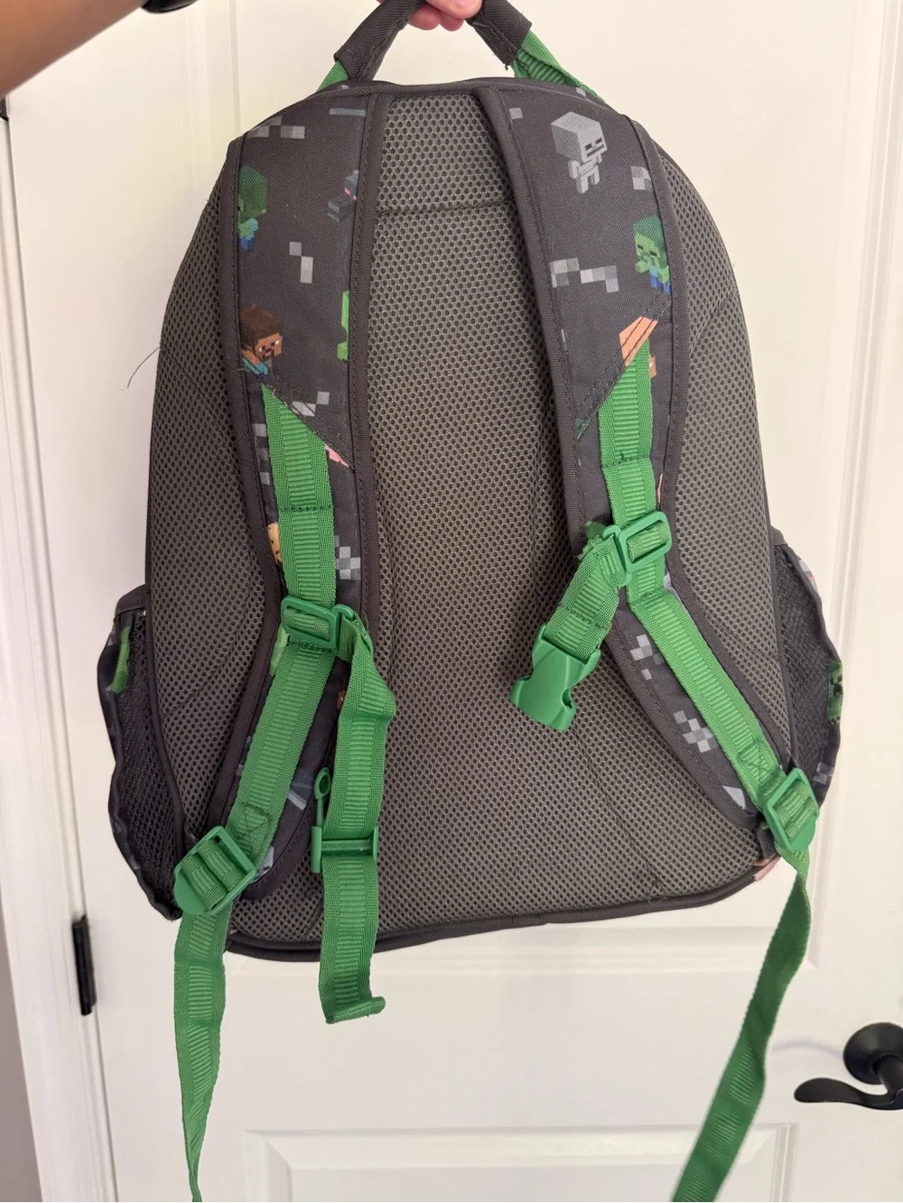 Pottery Barn Kids Black Minecraft Pixel Character Backpack with Green Accents